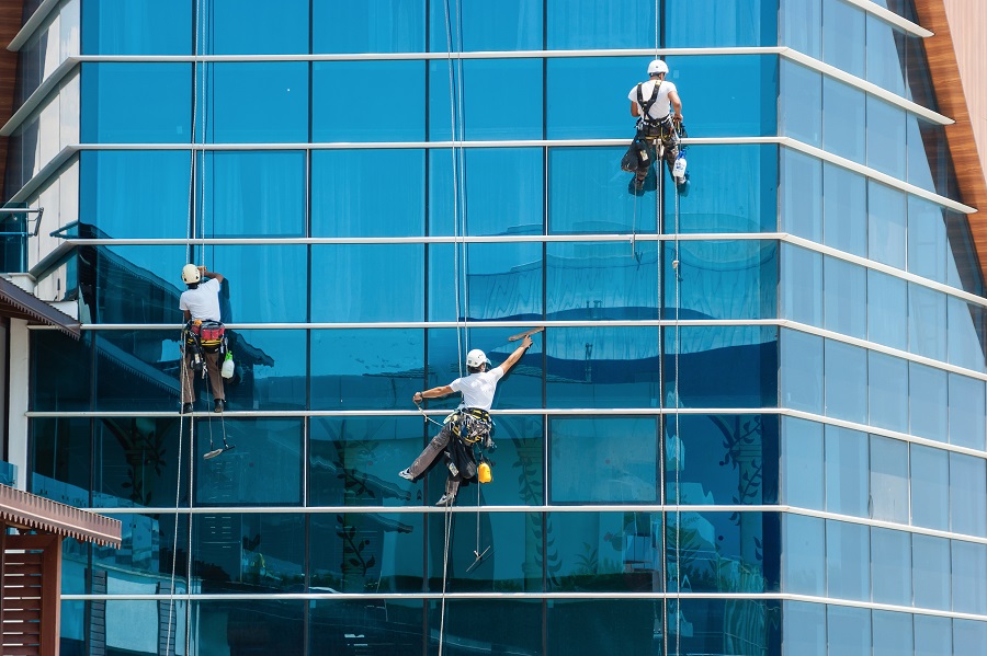 Some Commercial Cleaning Companies specialize in cleaning the exterior of windows on high rise buildings. 